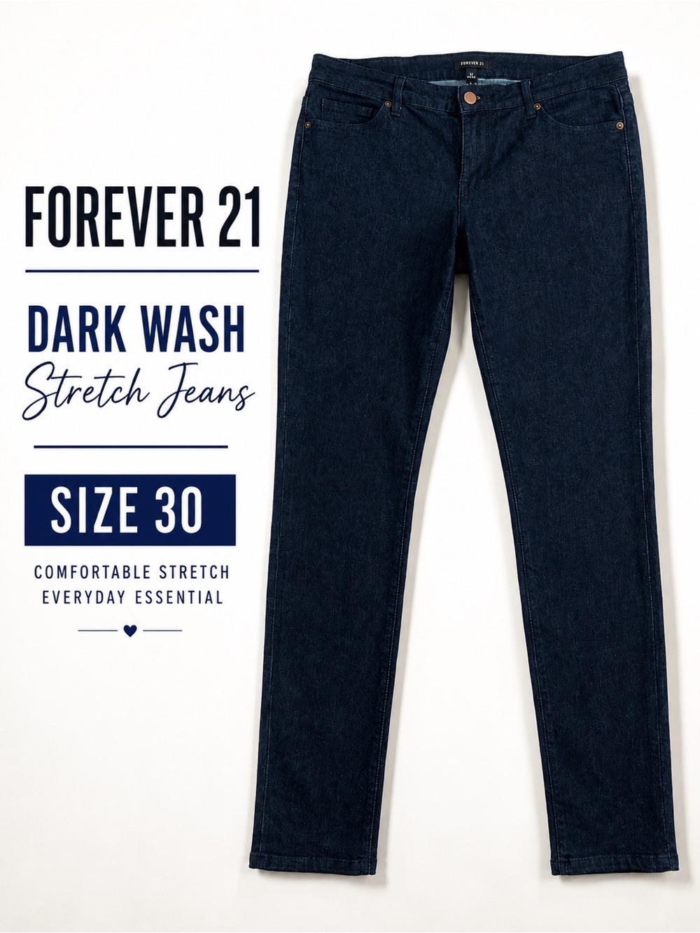 Forever 21 Women’s Dark Wash Stretch Skinny Jeans Low Rise Size 30